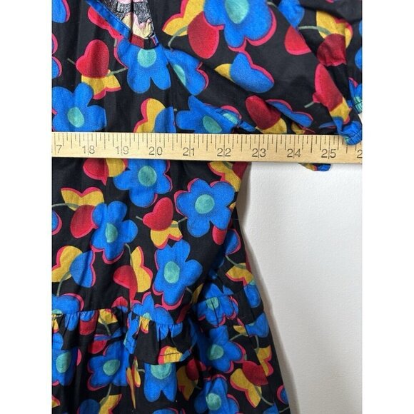 Entro Top Womens Blue Floral Short Sleeve Flowy Boho Blouse Size 2X - Picture 8 of 8